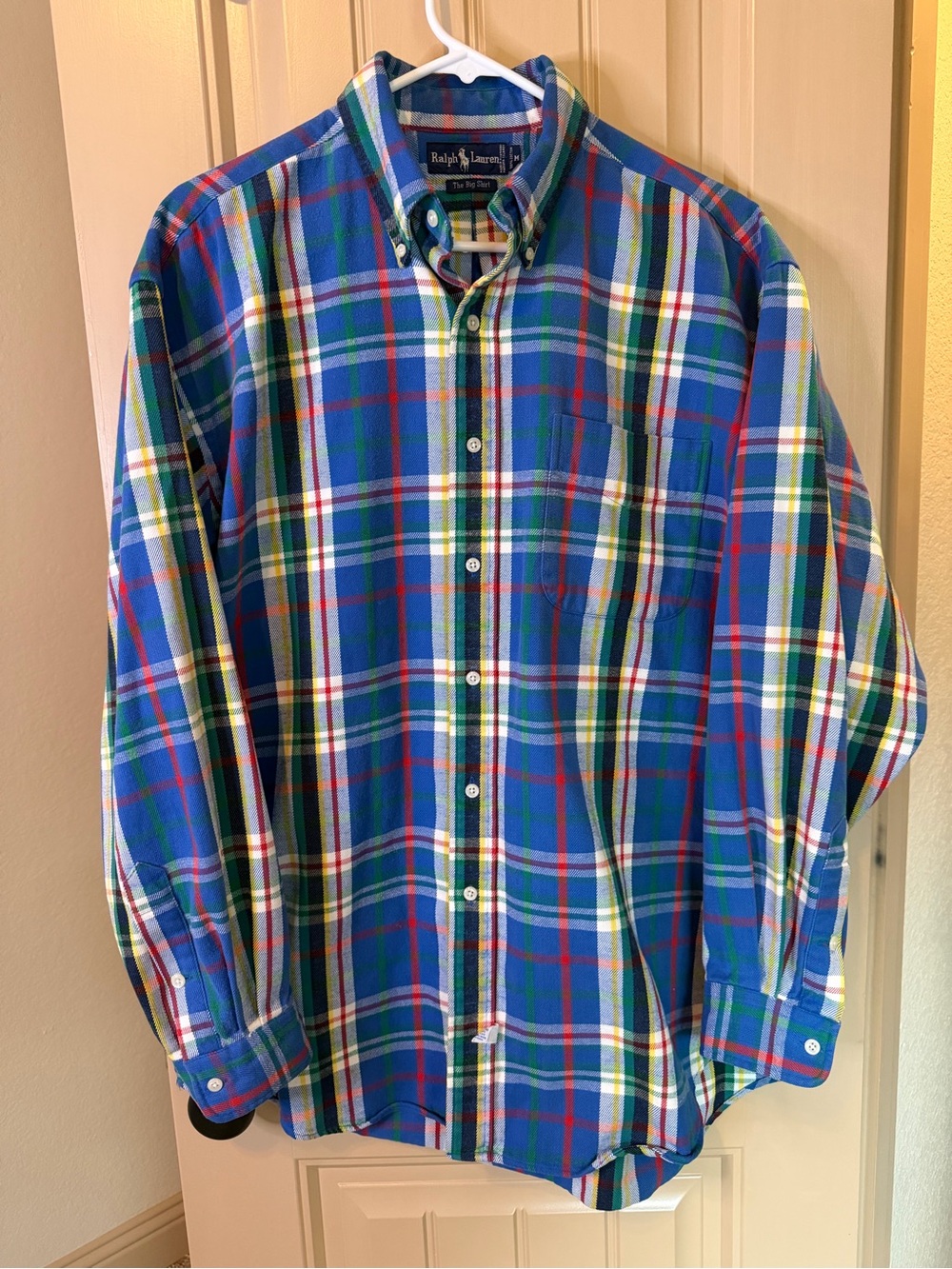 Ralph Lauren The Big Shirt Flannel Plaid Button-Down Blue Green Red Men’s M